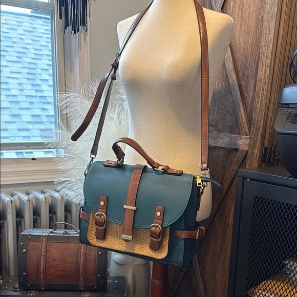 Modcloth Blue and Gold Crossbody Bag with Chic Design - Picture 2 of 3